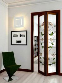 Двери гармошка с витражным декором Ачинск